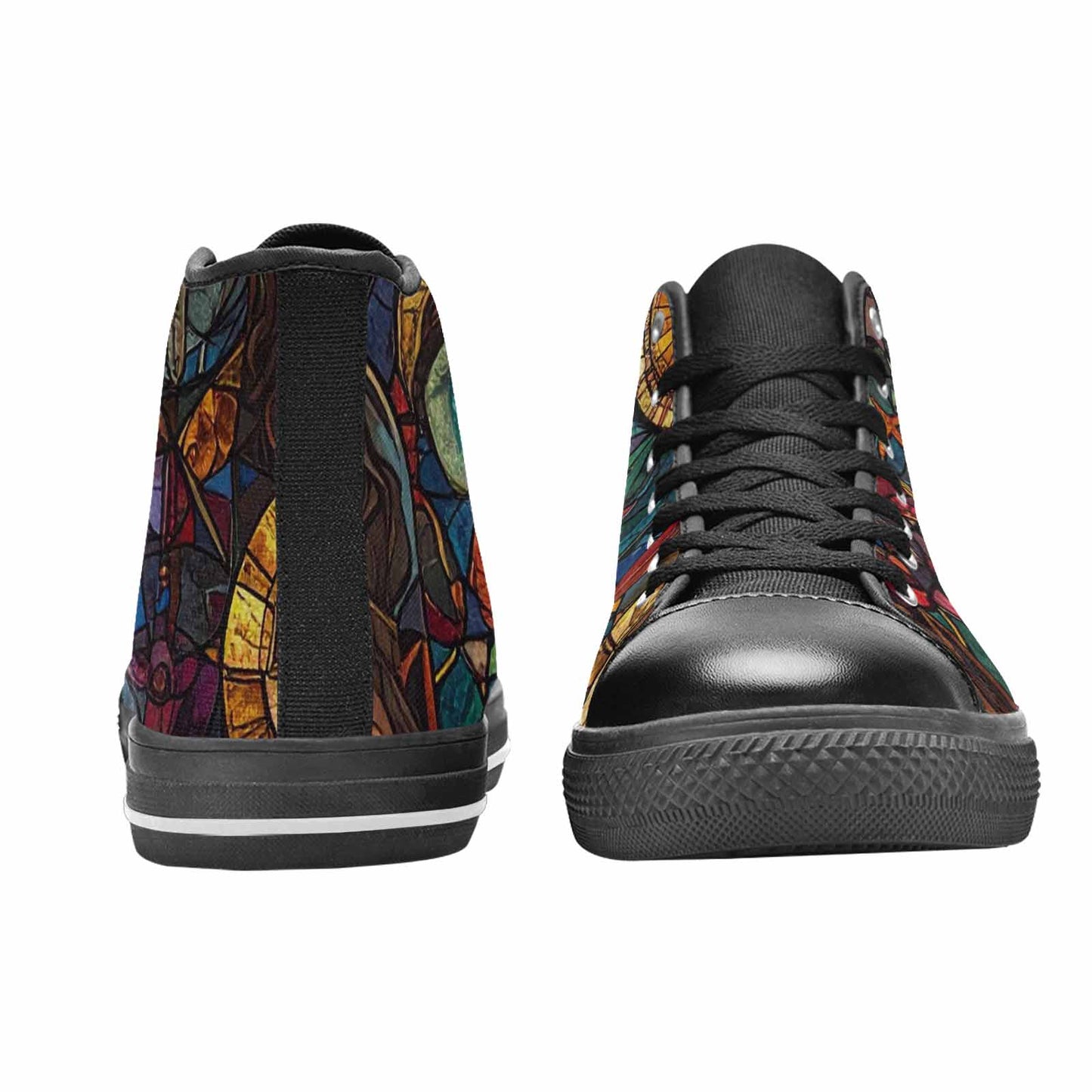 WOMEN'S Jesus Face Small High Top Canvas Vibrant Chaos Custom Shoes