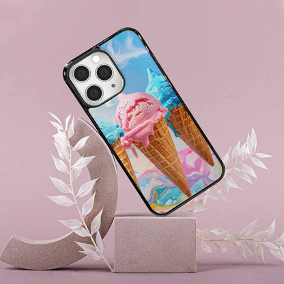 iPhone 15 Pro Max Case — Collage Of Overlapping Waffle Cone Icecream, Custom Printed Phone Case