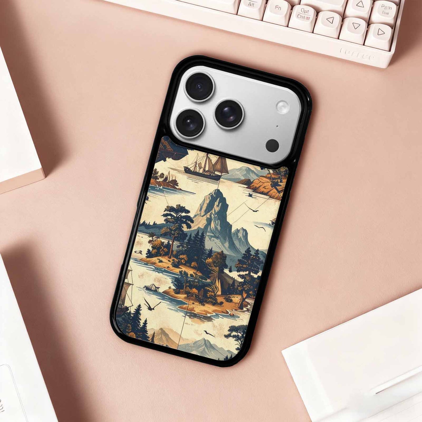iPhone 17 Pro Case — Vintage Travel Artwork Pattern Retro Vintage, Personalized Phone Case