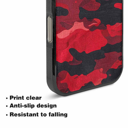 iPhone 16 Pro Case — Tactical Camo Red Black Custom, Customized Protective Case