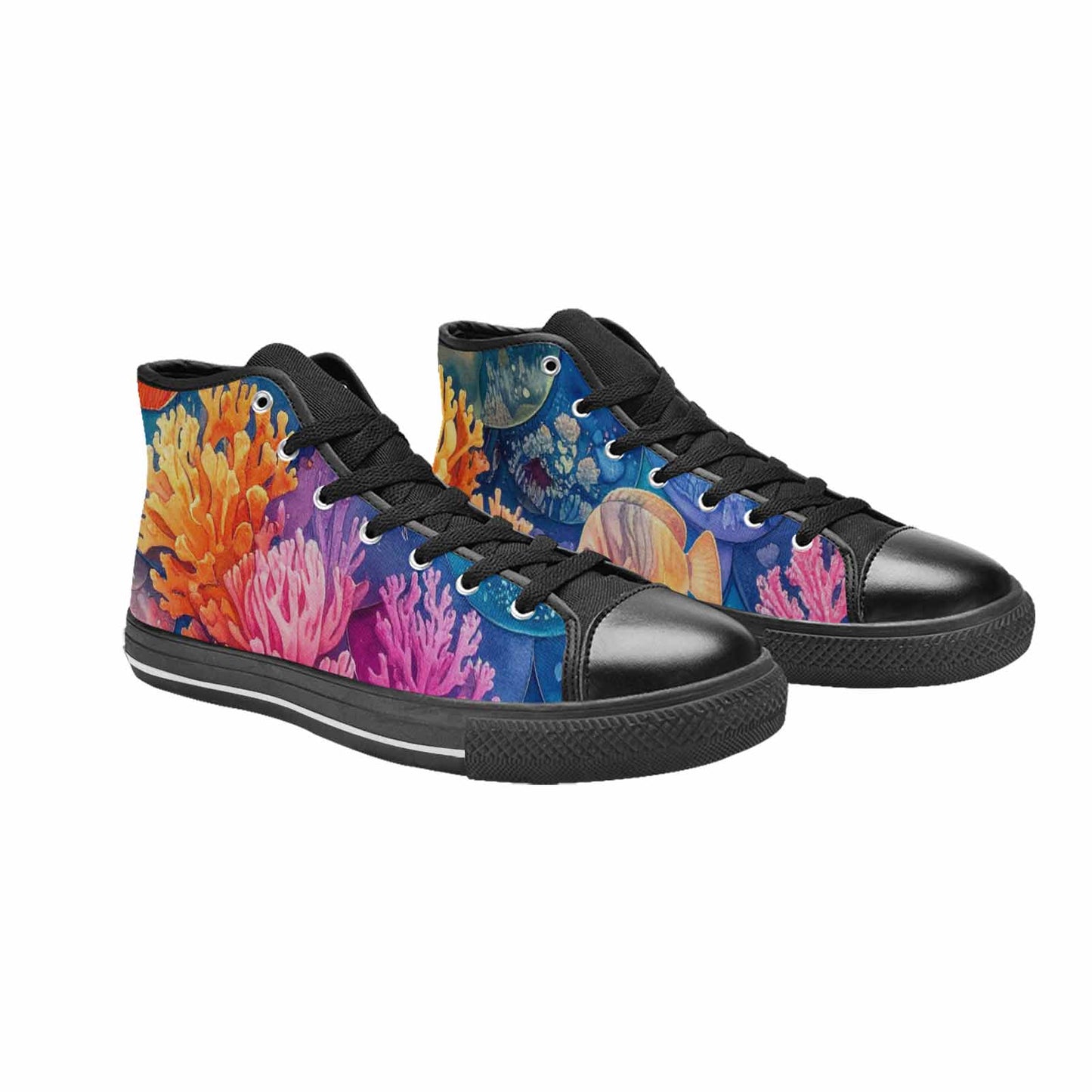 MEN'S Fish Scale Coral High Top Canvas Y2K Custom Sneakers