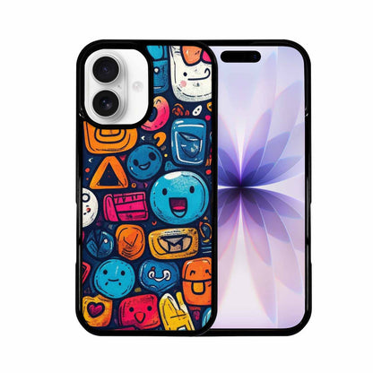 iPhone 17 Case — Hand Drawn Icon Doodle Original Art, Customized Protective Case