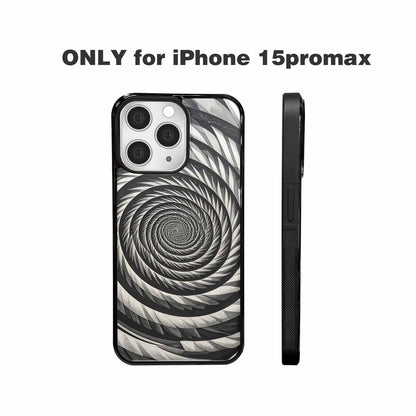 iPhone 15 Pro Max Case — Hypnotic Spiral Optical Illusion Motif High, Unique Phone Case Design
