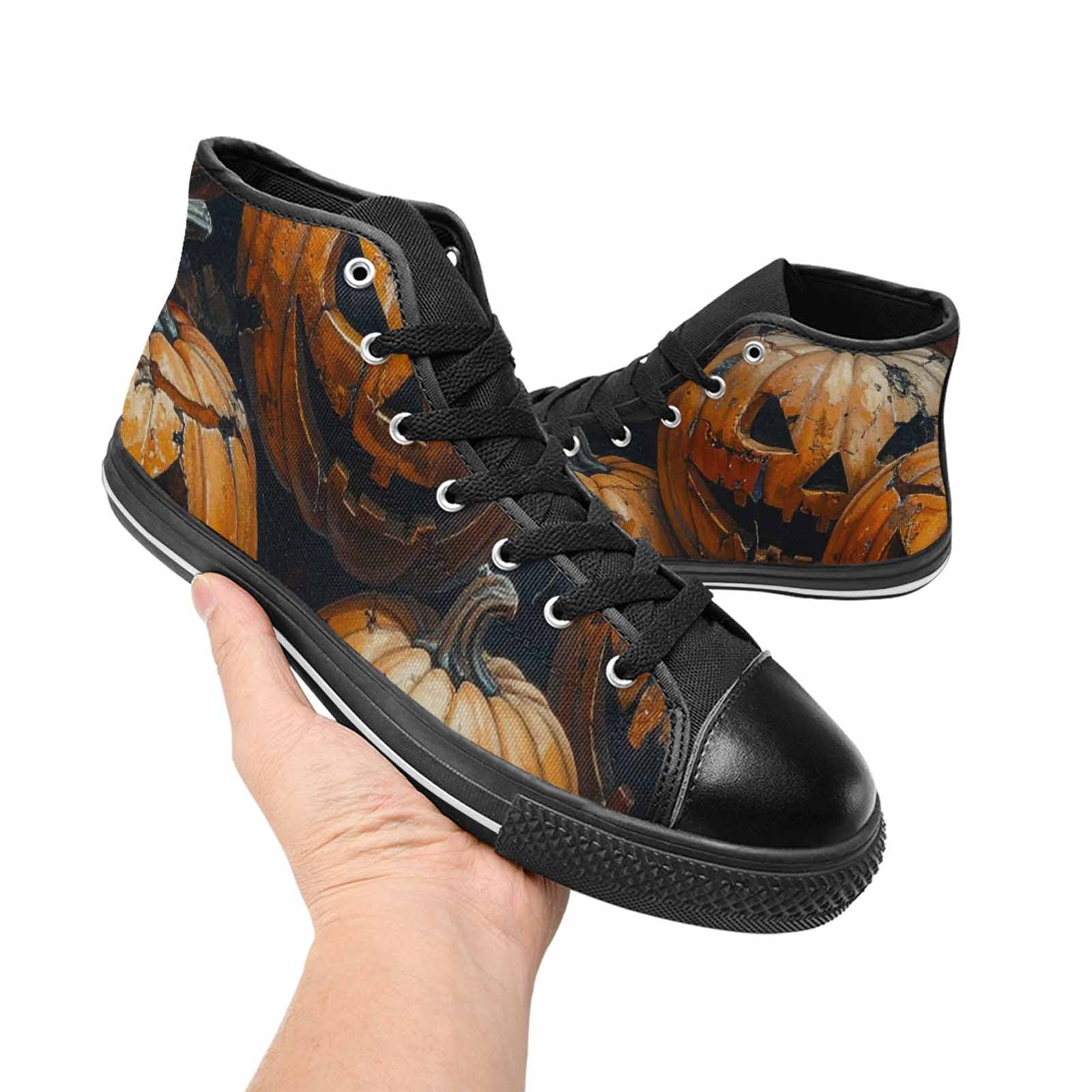 MEN'S Halloween Cracked Jackolantern High Top Canvas Dreamcore Custom Sneakers