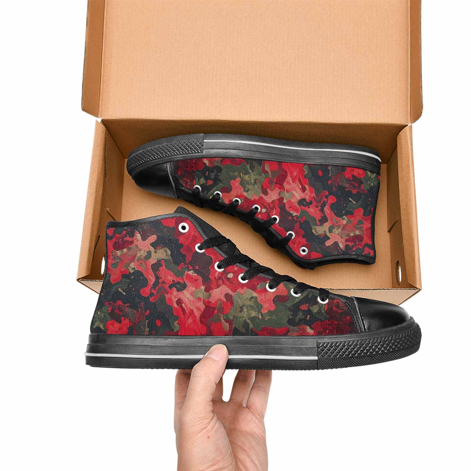 WOMEN'S Military Camouflage Blotch High Top Canvas Neon Fantasy Custom Shoes