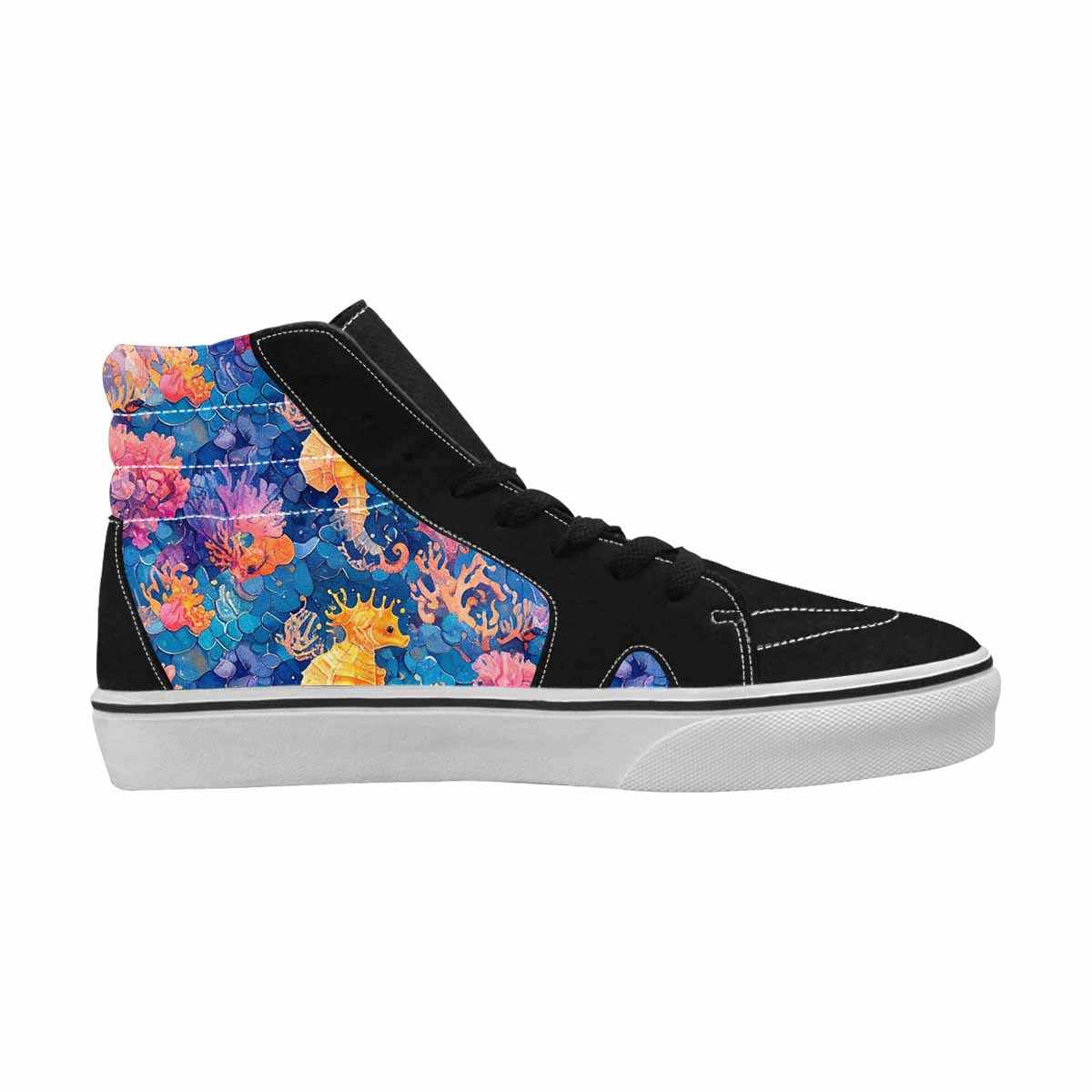 WOMEN'S Fish Scale Coral High Top Canvas Cottagecore Custom Shoes