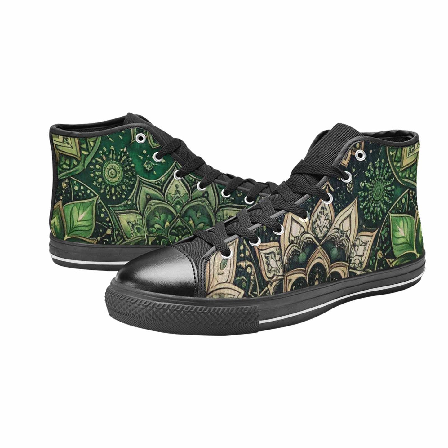 WOMEN'S Mandala High Top Canvas Neon Fantasy Shoes