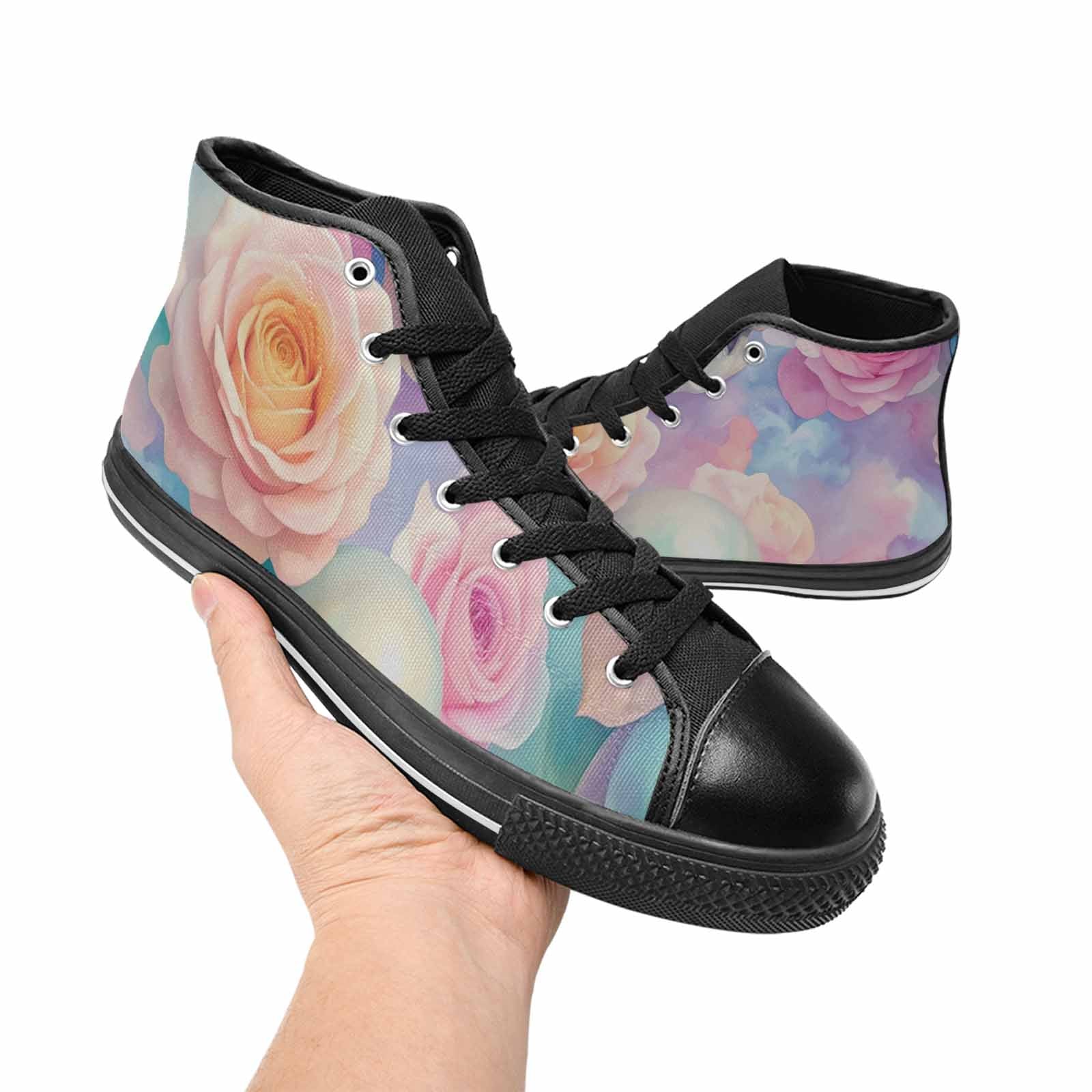 WOMEN'S Skulls Roses Candy Airbrush High Top Canvas Dreamcore Custom Shoes