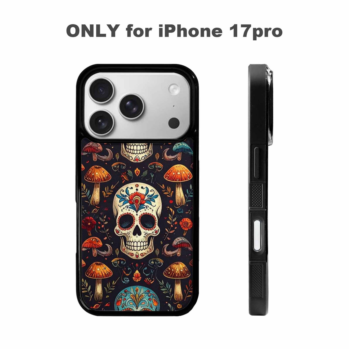 iPhone 17 Pro Case — Mushrooms And Skulls Gothic Skulls, Custom Print Case Cover