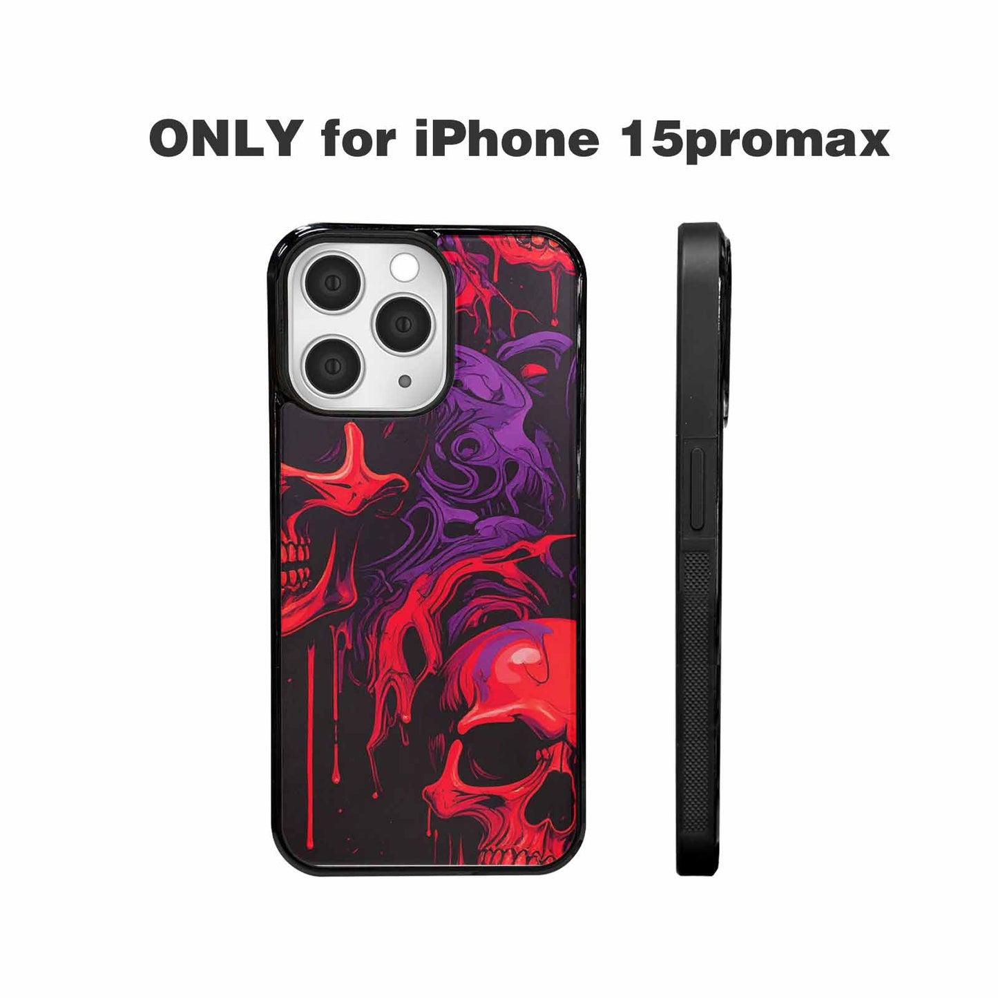 iPhone 15 Pro Max Case — Red Purple Skeletons Neon Drip Melting, Custom Art Phone Cover