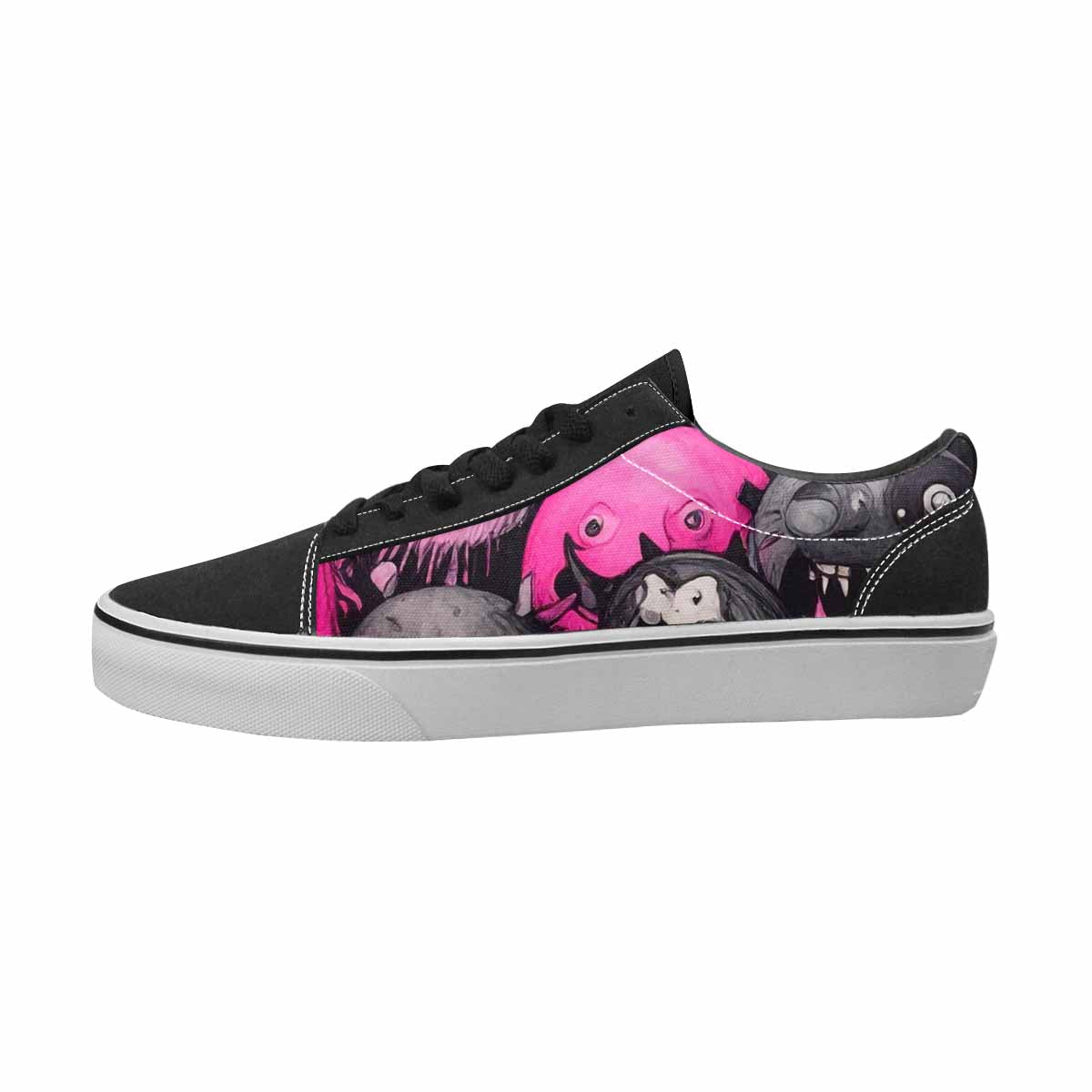 MEN'S Monsters Black & Pink Ink Canvas One Of A Kind Kaleidoscope Limited Edition Sneakers