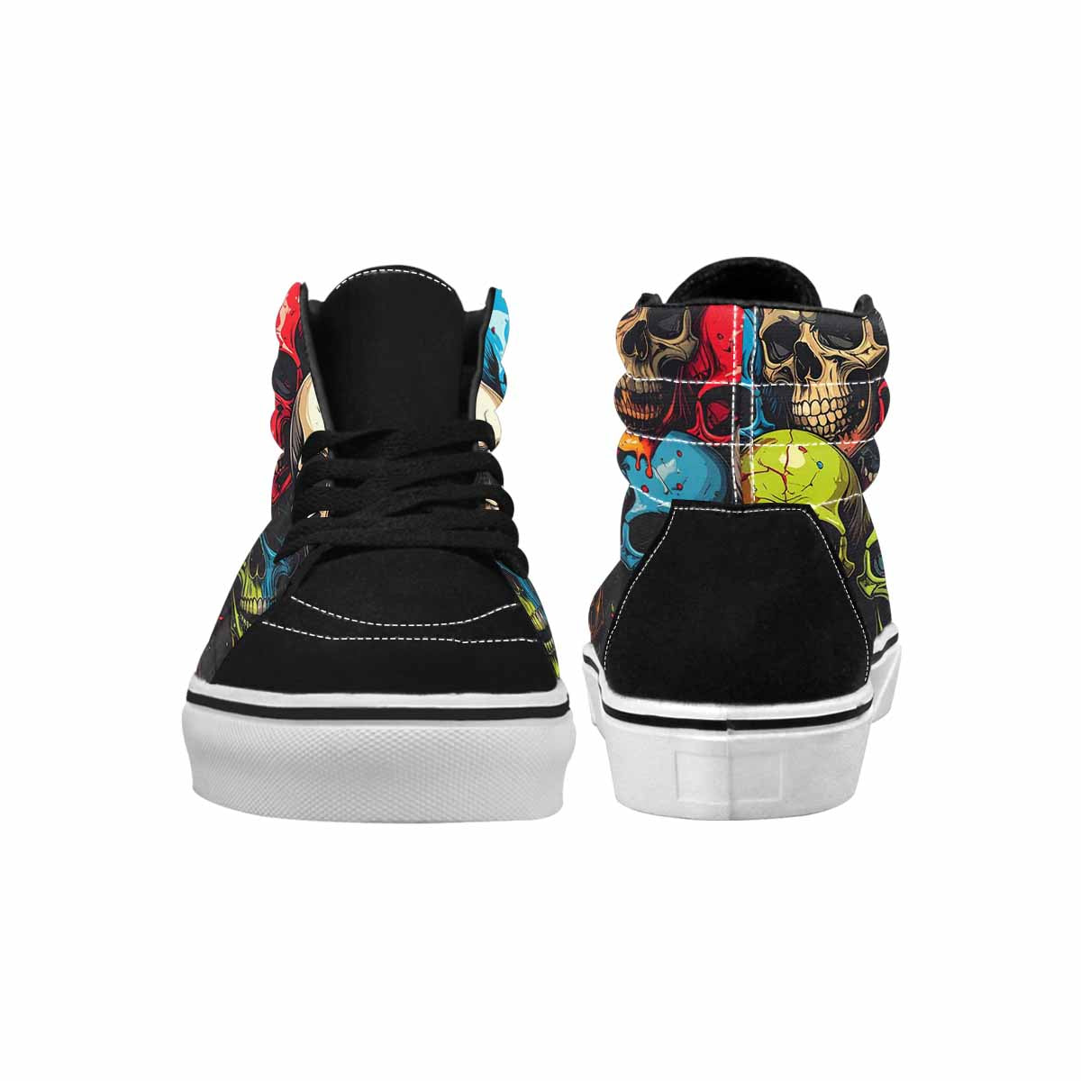WOMEN'S Dripping Skulls Collage High Top Canvas Wallpaper Art Custom Sneakers