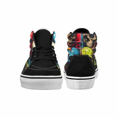 WOMEN'S Dripping Skulls Collage High Top Canvas Wallpaper Art Custom Sneakers