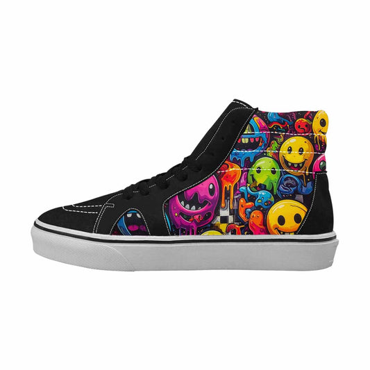 WOMEN'S Yellow Smiley Face High Top Canvas Dreamcore Custom Shoes