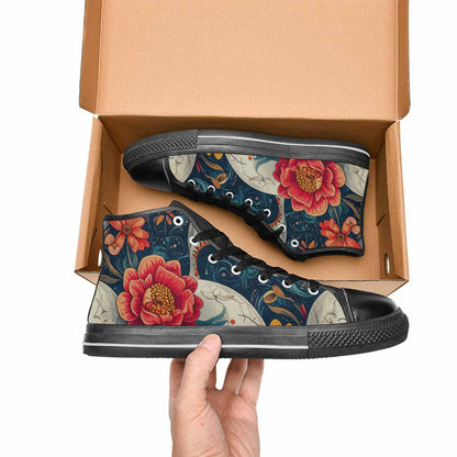 MEN'S Marble Skull High Top Canvas Vivid Custom Shoes