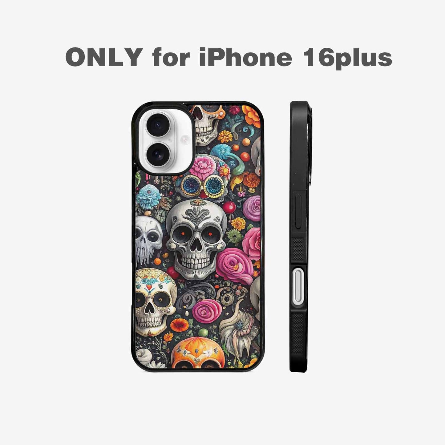 iPhone 16 Plus Case — Greyscale Black And White Dark Black, Personalized Phone Case
