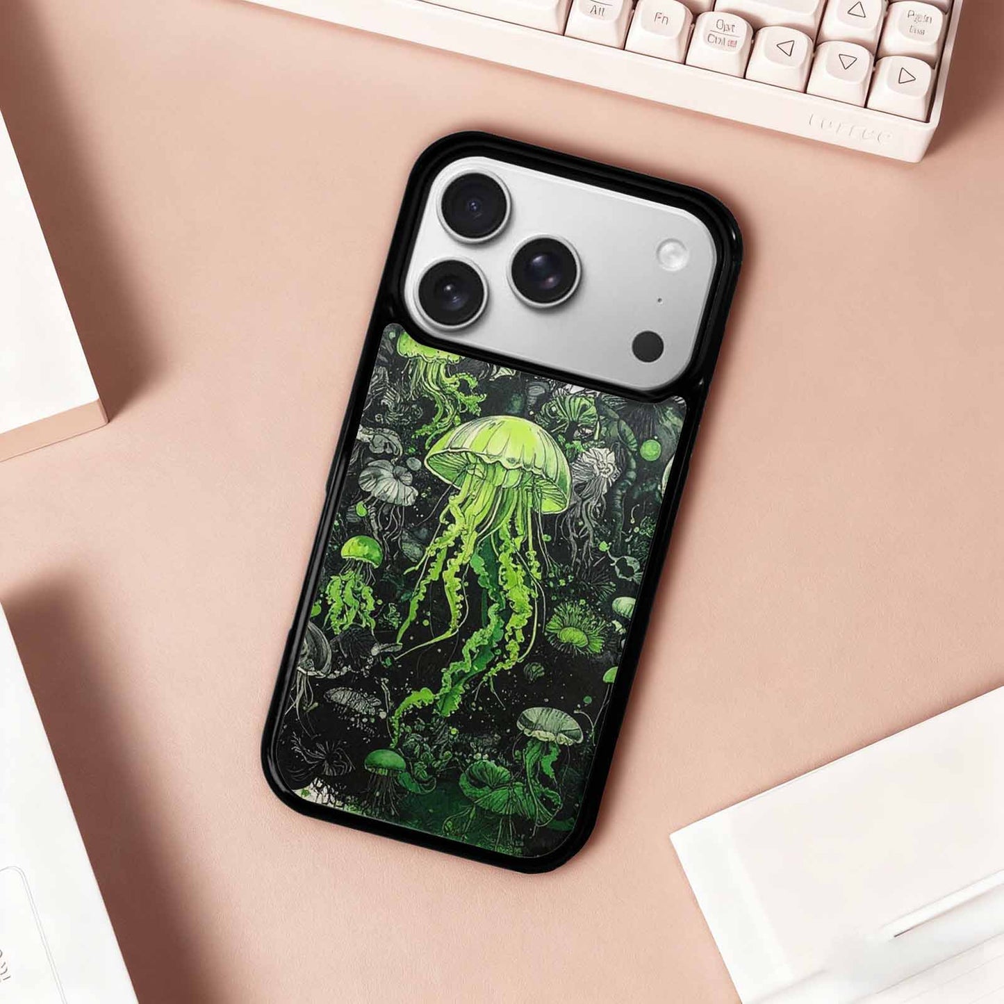 iPhone 17 Pro Case — Sea Creature Burst Black Green Original, Personalized Phone Case