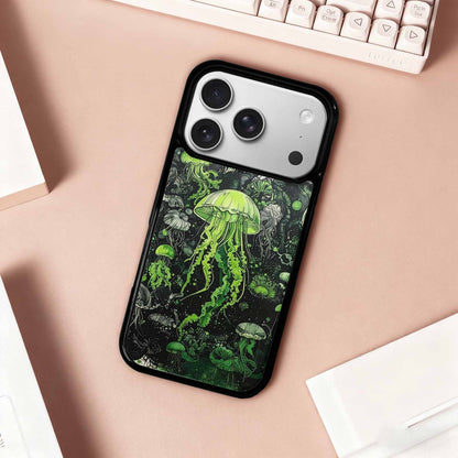 iPhone 17 Pro Case — Sea Creature Burst Black Green Original, Personalized Phone Case