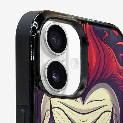 iPhone 16 Plus Case — Evil Circus Heads Faces Overlapping Patterns, Custom Phone Case