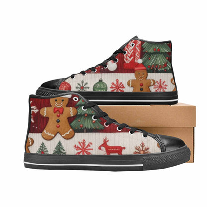 MEN'S Christmas Holly Snowflake High Top Canvas Cottagecore Custom Shoes
