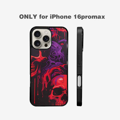 iPhone 16 Pro Max Case — Red Purple Skeletons Neon Drip Melting, Custom Print Case Cover