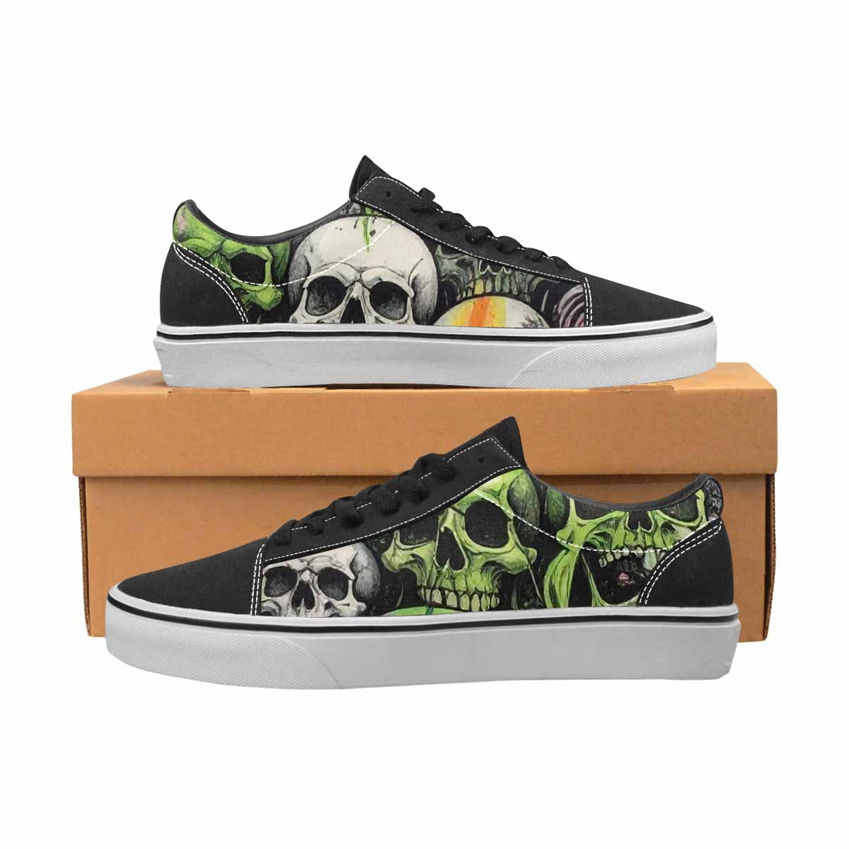 WOMEN'S Rainbow From Skull S Lace-Up Canvas Wallpaper Art Custom Sneakers