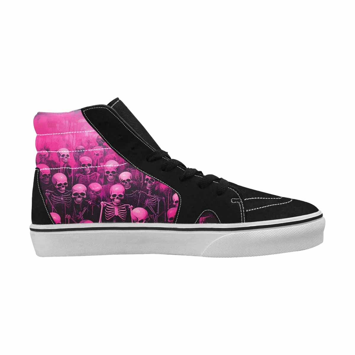 MEN'S Skeletons  Neon Pink High Top Canvas Aesthetic Custom Shoes