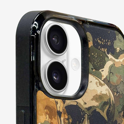 iPhone 16 Case — Military Camo Texture Combined With Distressed, Personalized Phone Case