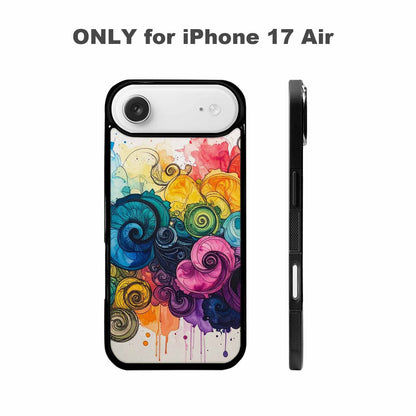 iPhone 17 Air Case — Tie Dye Swirls Black Blue Tie, Custom Printed Phone Case