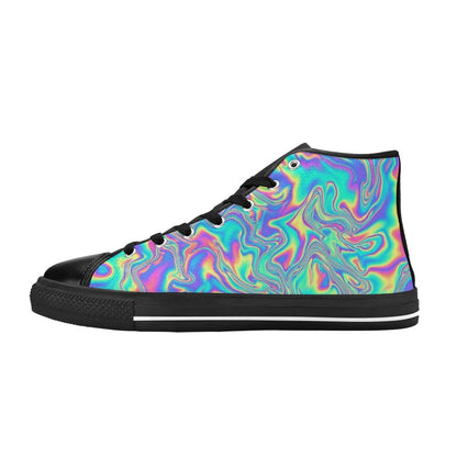 KIDS' Holographic Tribal Blaze 4 High Top Canvas Y2K Custom Sneakers