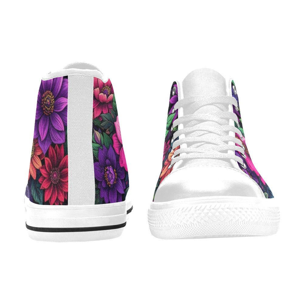 MEN'S Trippy Floral Chaos High Top Canvas Wallpaper Art Custom Shoes