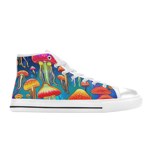 MEN'S Jellyfish Vibrant Mushroom Art High Top Canvas Surreal Shoes