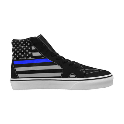 MEN'S Thin Blue Line Flag High Top Skateboarding Wallpaper Art Shoes