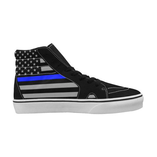 MEN'S Thin Blue Line Flag High Top Skateboarding Wallpaper Art Shoes
