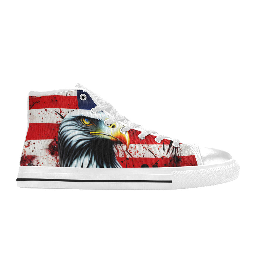 WOMEN'S Patriotic Eagle Distressed High Top Canvas Surreal Sneakers