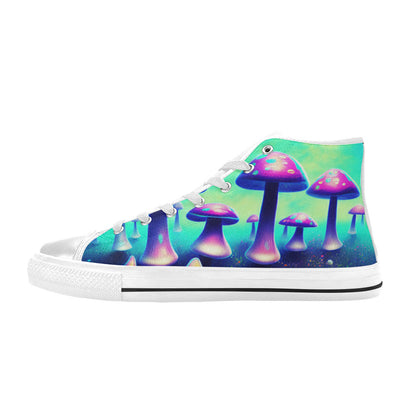 WOMEN'S Colorful Mushrooms Art Vibe High Top Canvas Surreal Custom Shoes