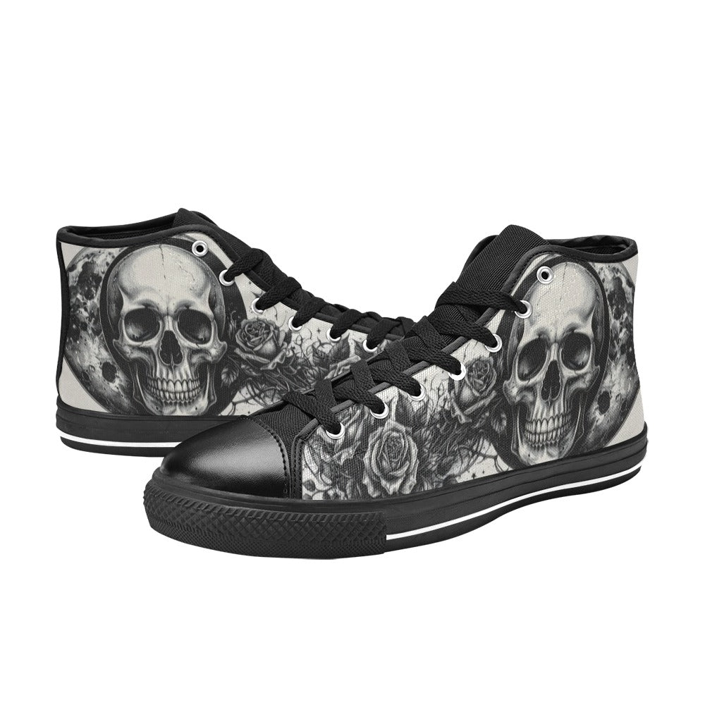 Dark Gothic Skull Men's Art High Top Canvas Shoes | Freaky Shoes®