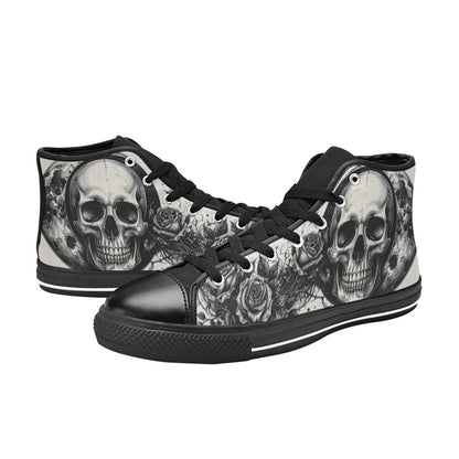 Dark Gothic Skull Men's Art High Top Canvas Shoes | Freaky Shoes®