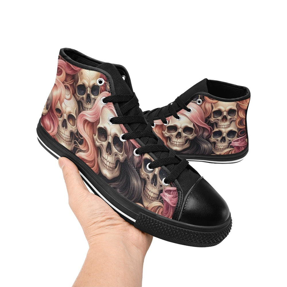 WOMEN'S Dark Feminine Flowing Hair High Top Canvas Y2K Custom Shoes