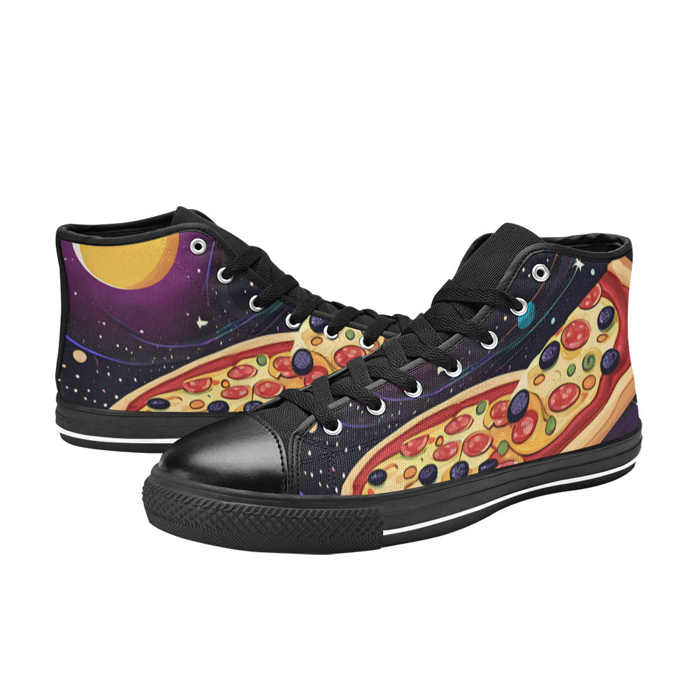 WOMEN'S Pizza Space High Top Canvas Dark Academia Shoes