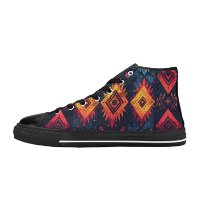 Wild Tribal Ripple 2 Men's High Top Canvas Shoes