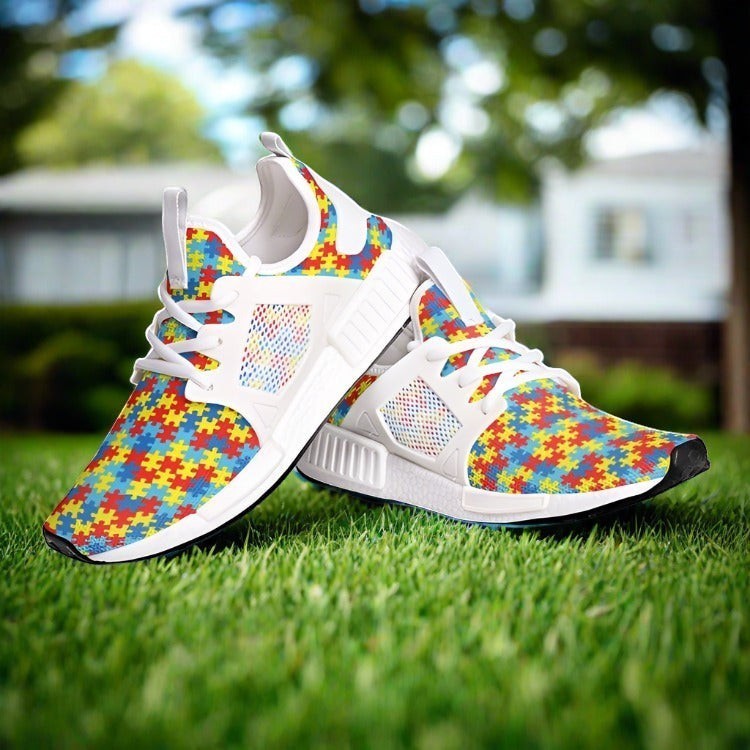 Autism Print custom high-top canvas shoes — wearable art by Freaky Shoes