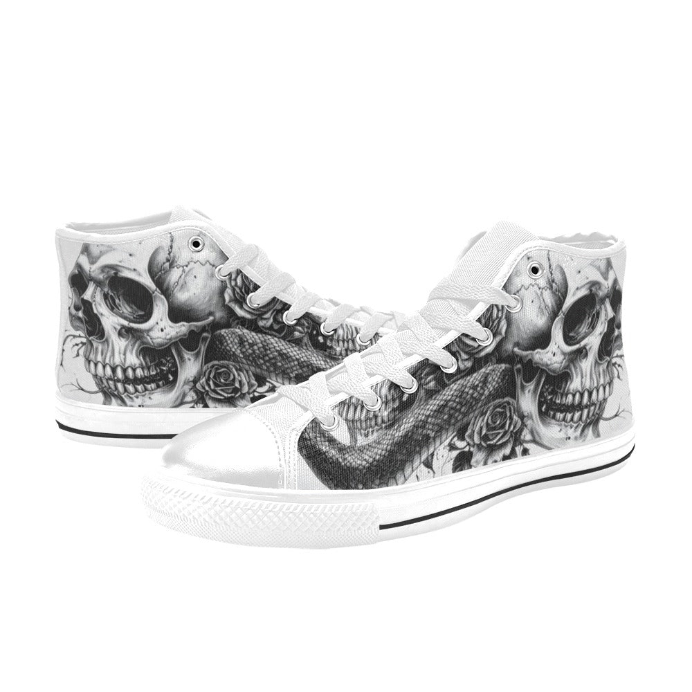 Skull & Butterfly Gothic Women's Dark Art High Top Canvas Shoes | Freaky Shoes®