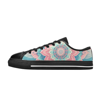 KIDS' Pastel Wave Mandala Low Top Canvas Wallpaper Art Custom Sneakers