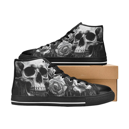 Dark Skull Goth Men's Gothic Art High Top Canvas Shoes | Freaky Shoes®