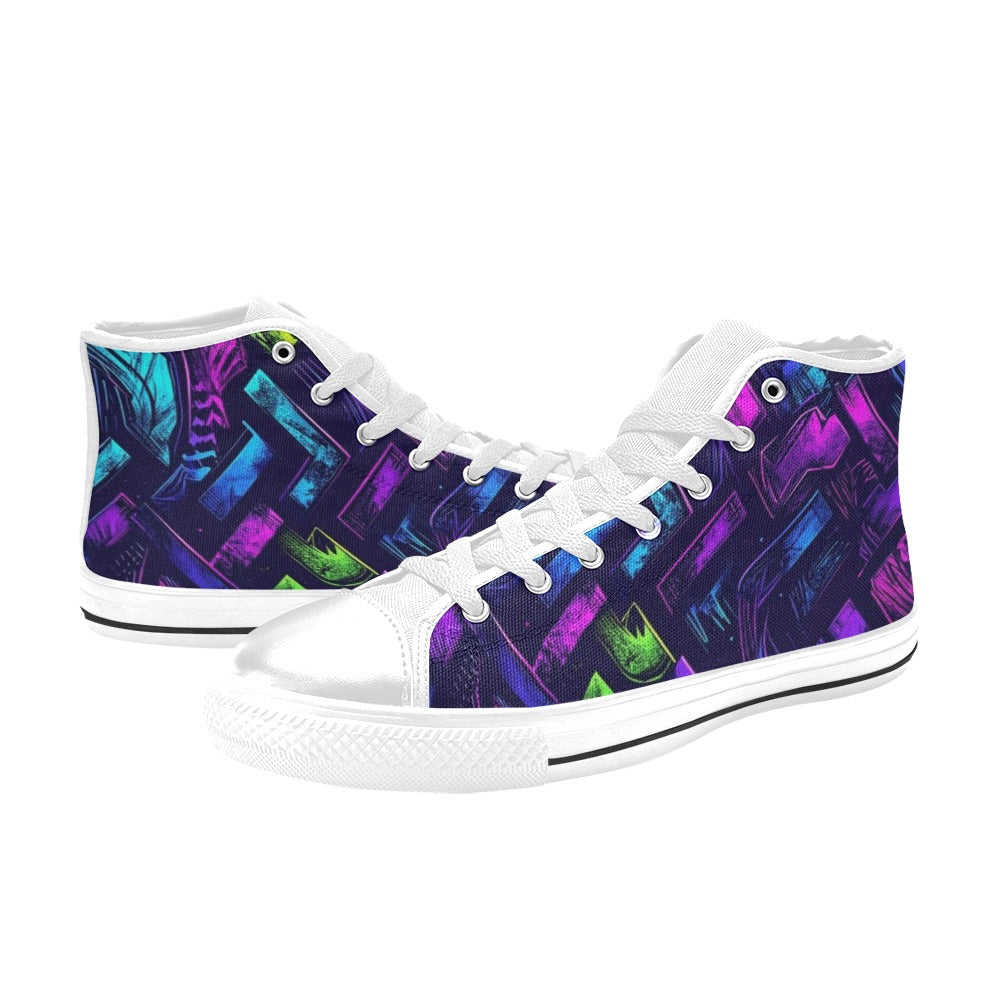 WOMEN'S Electric Houndstooth Dream 1 High Top Canvas Grunge Shoes