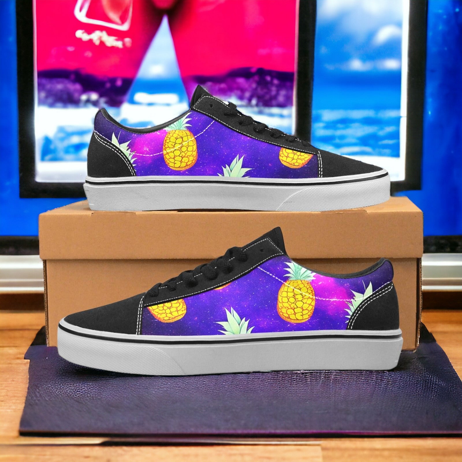 Cherry Blossom Crimson Black Unique WOMEN Bold Art - Freaky Shoes | Custom Art Sneakers