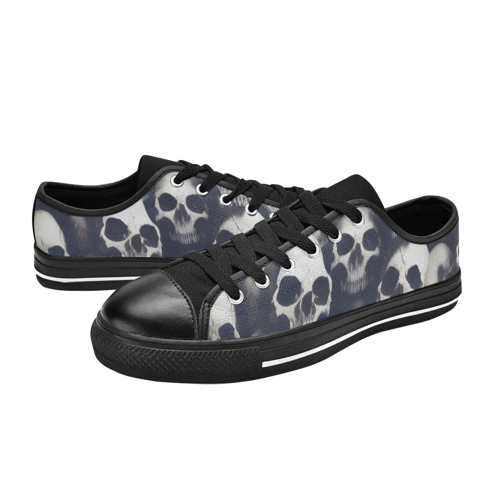 WOMEN'S Cc Skulls Greyscale Style Canvas Cottagecore Sneakers