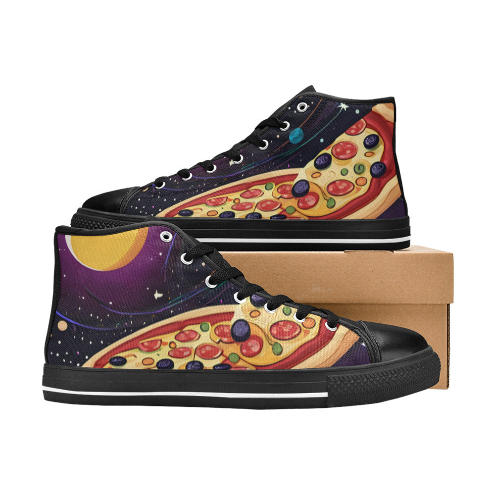 WOMEN'S Pizza Space High Top Canvas Dark Academia Shoes