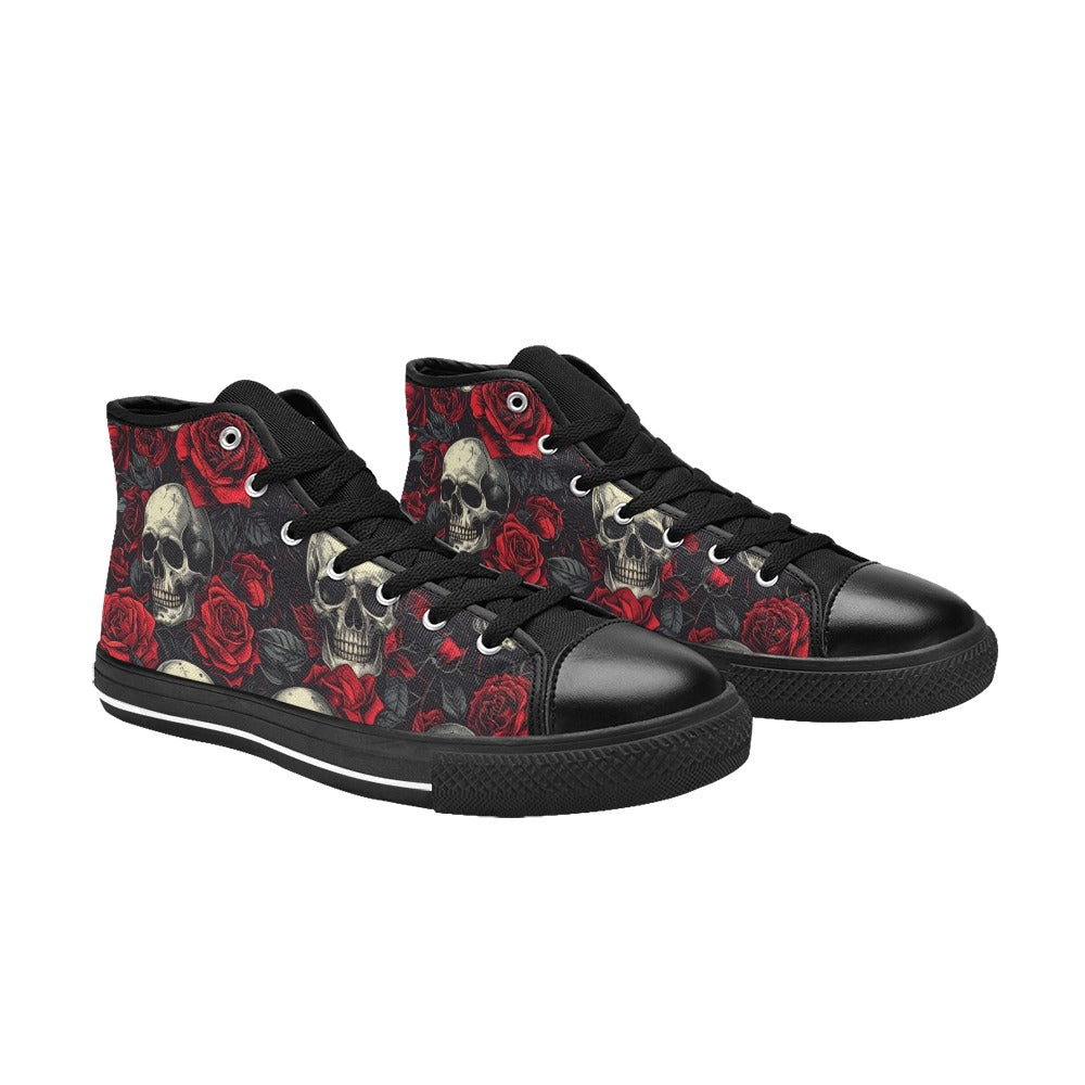 MEN'S Skull And Roses High Top Canvas Y2K Custom Shoes